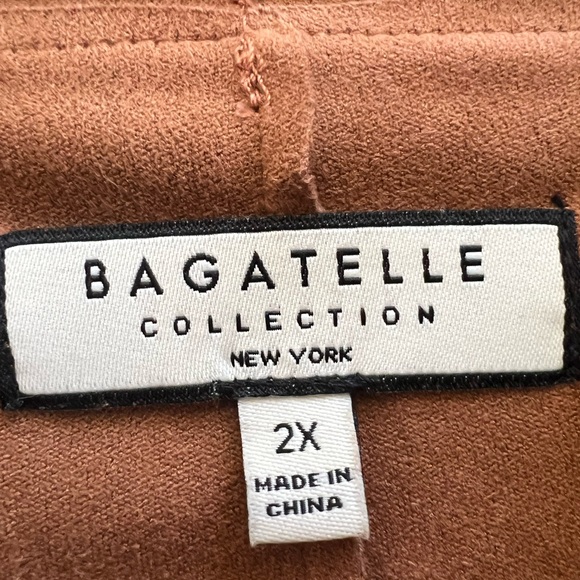 Bagatelle Collection Faux Suede Draped Waterfall Jacket 2X Brown Open Front Boho - Picture 4 of 6